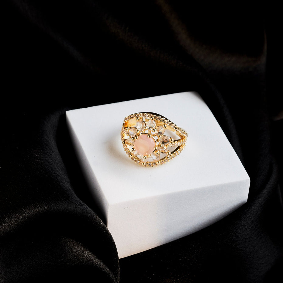 Rings - Royal Empress Gold Plated Ring - Opal Touch
