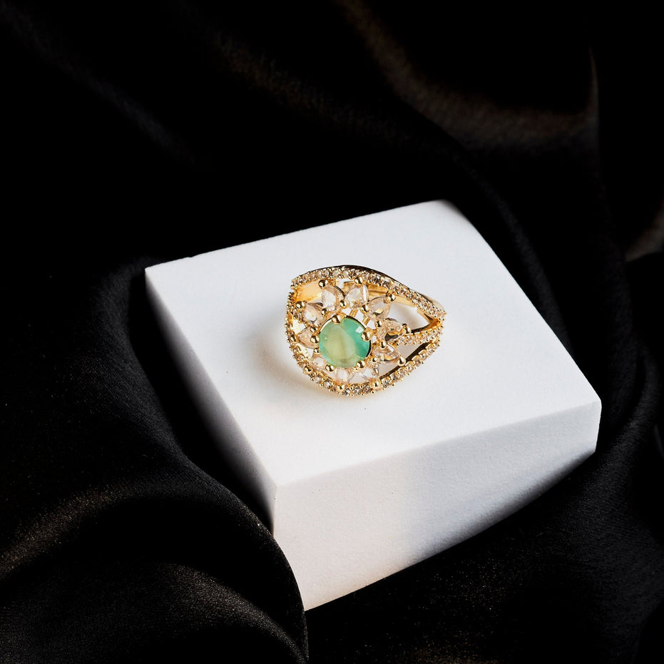 Rings - Royal Empress Gold Plated Ring - Opal Touch