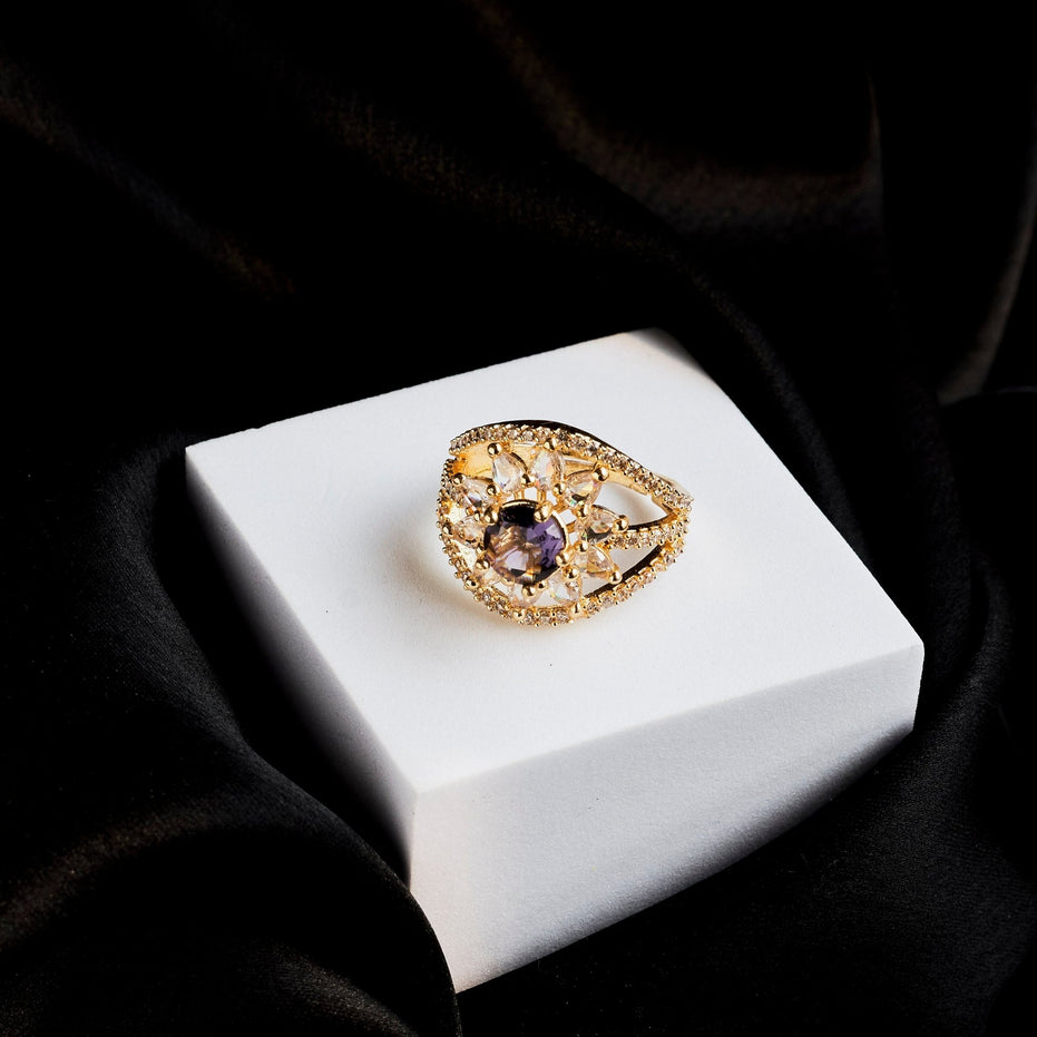 Rings - Royal Empress Gold Plated Ring - Opal Touch