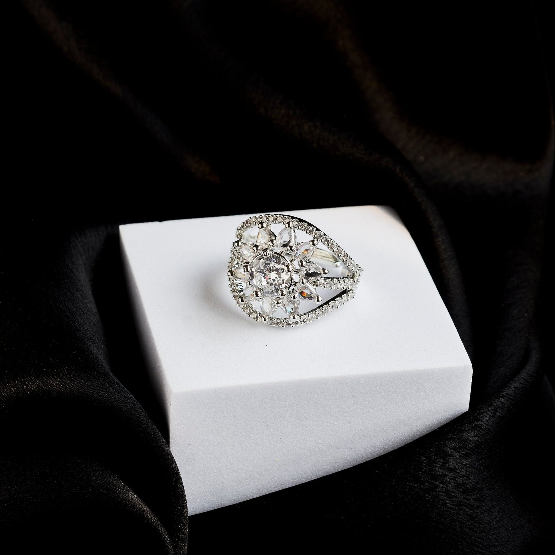 Rings - Royal Empress Rhodium Ring - Opal Touch