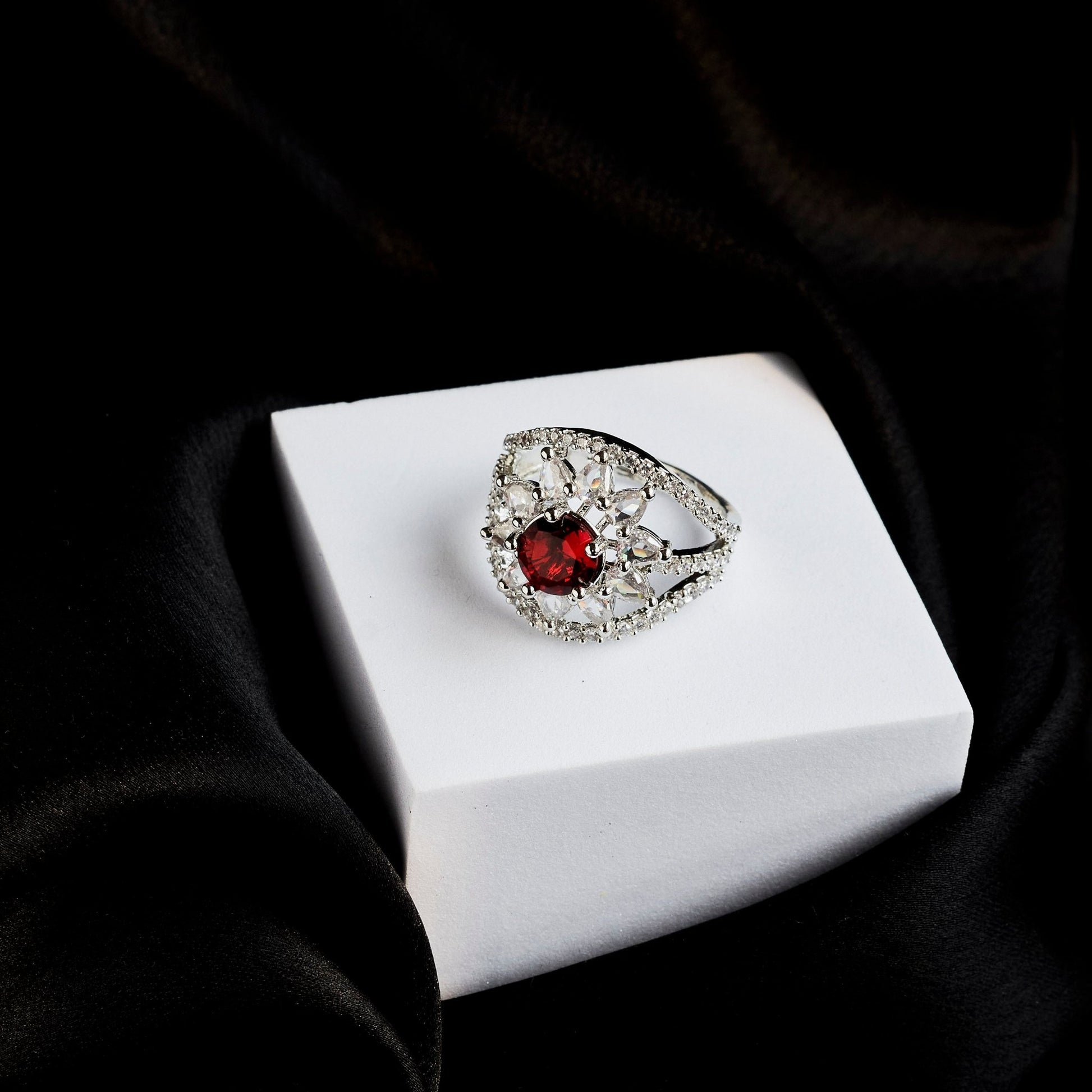 Rings - Royal Empress Rhodium Ring - Opal Touch