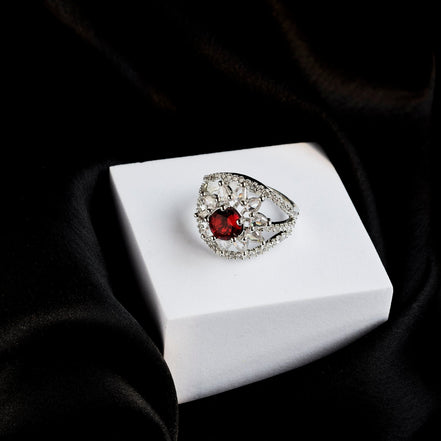 Rings - Royal Empress Rhodium Ring - Opal Touch