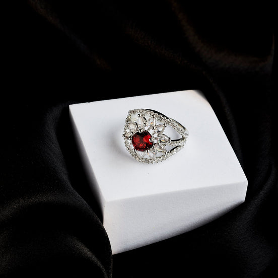 Rings - Royal Empress Rhodium Ring - Opal Touch
