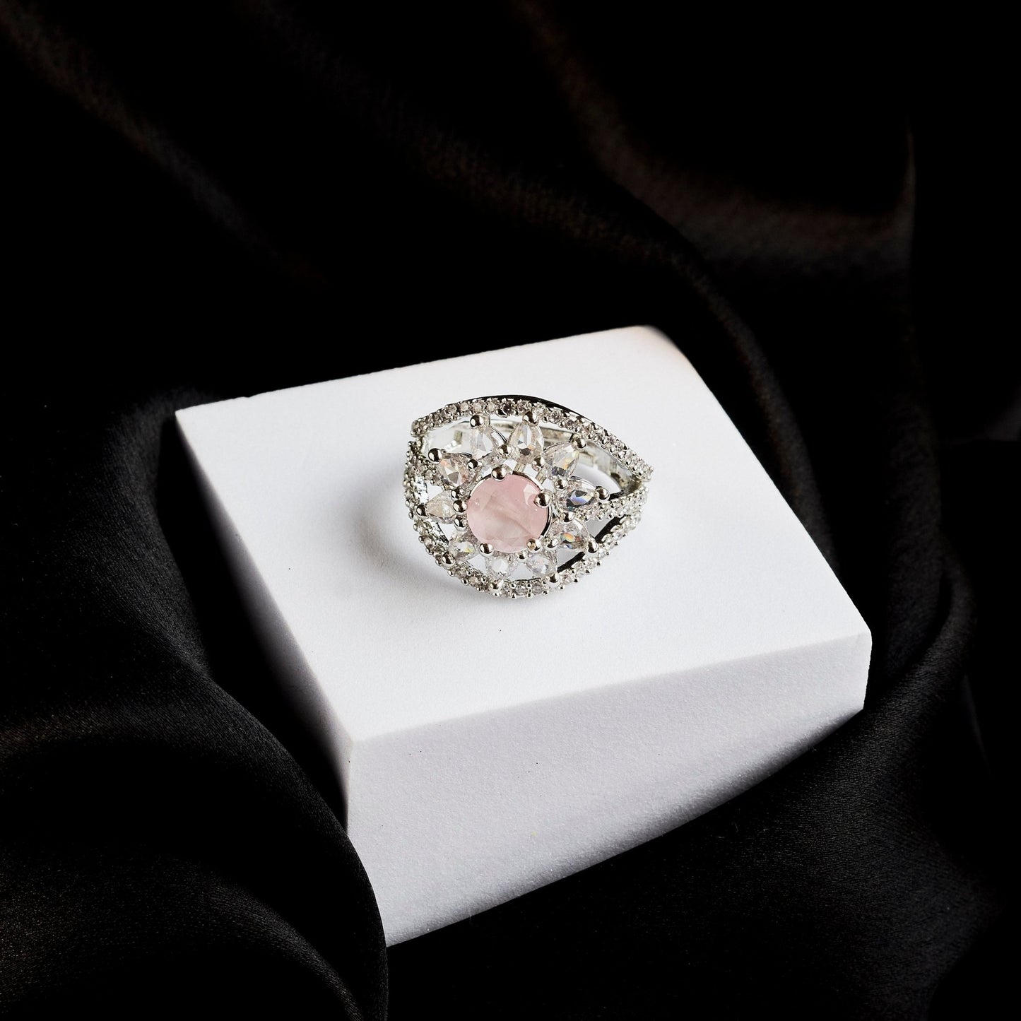 Rings - Royal Empress Rhodium Ring - Opal Touch