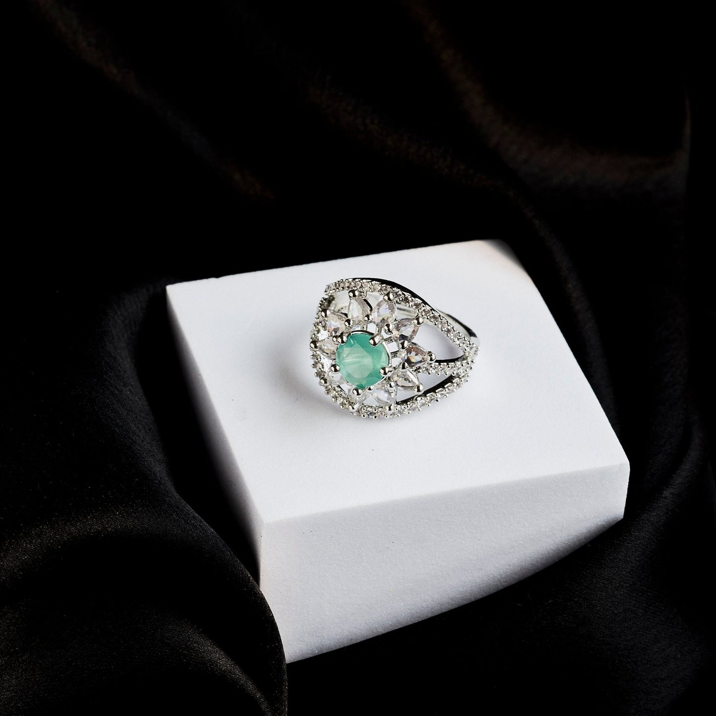 Rings - Royal Empress Rhodium Ring - Opal Touch