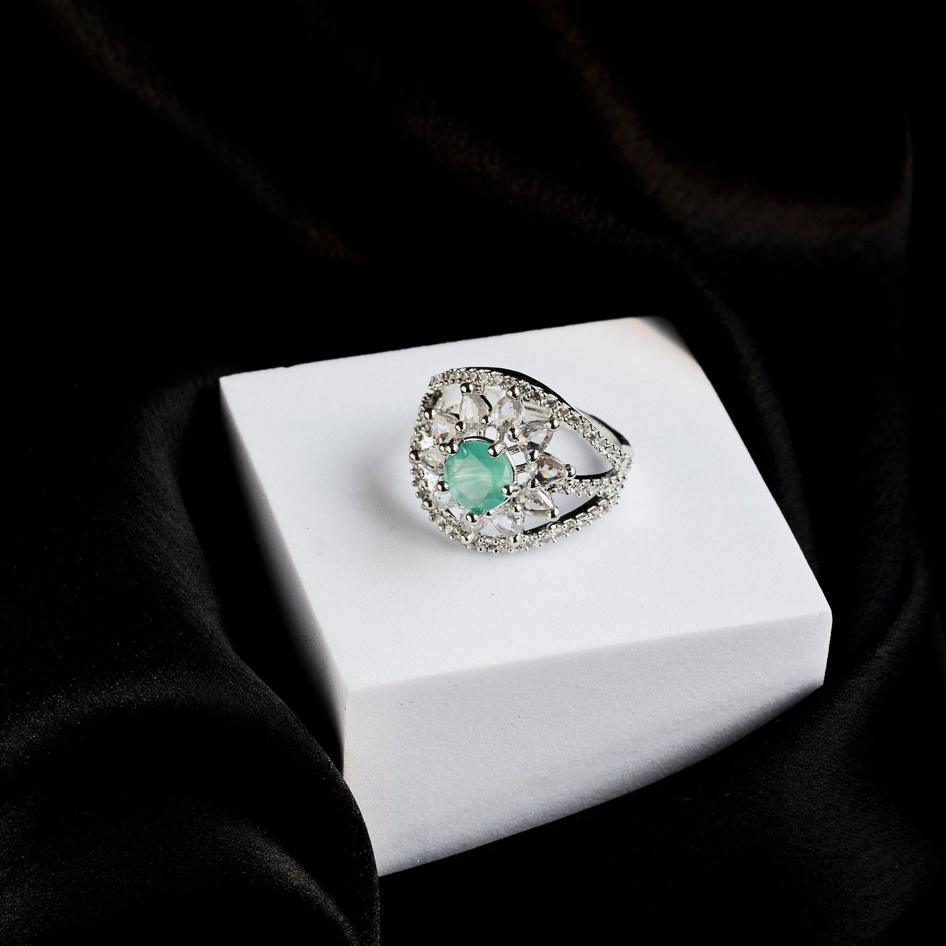 Rings - Royal Empress Rhodium Ring - Opal Touch