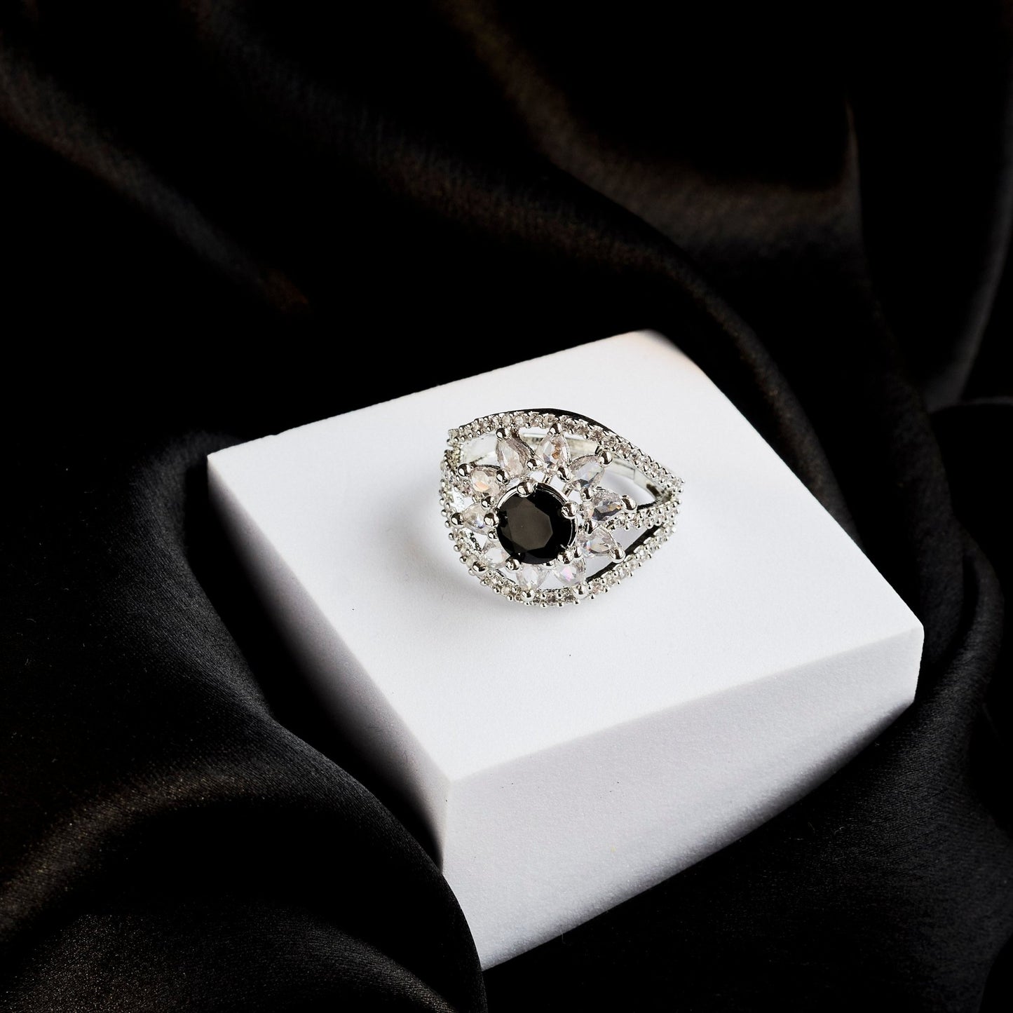 Rings - Royal Empress Rhodium Ring - Opal Touch