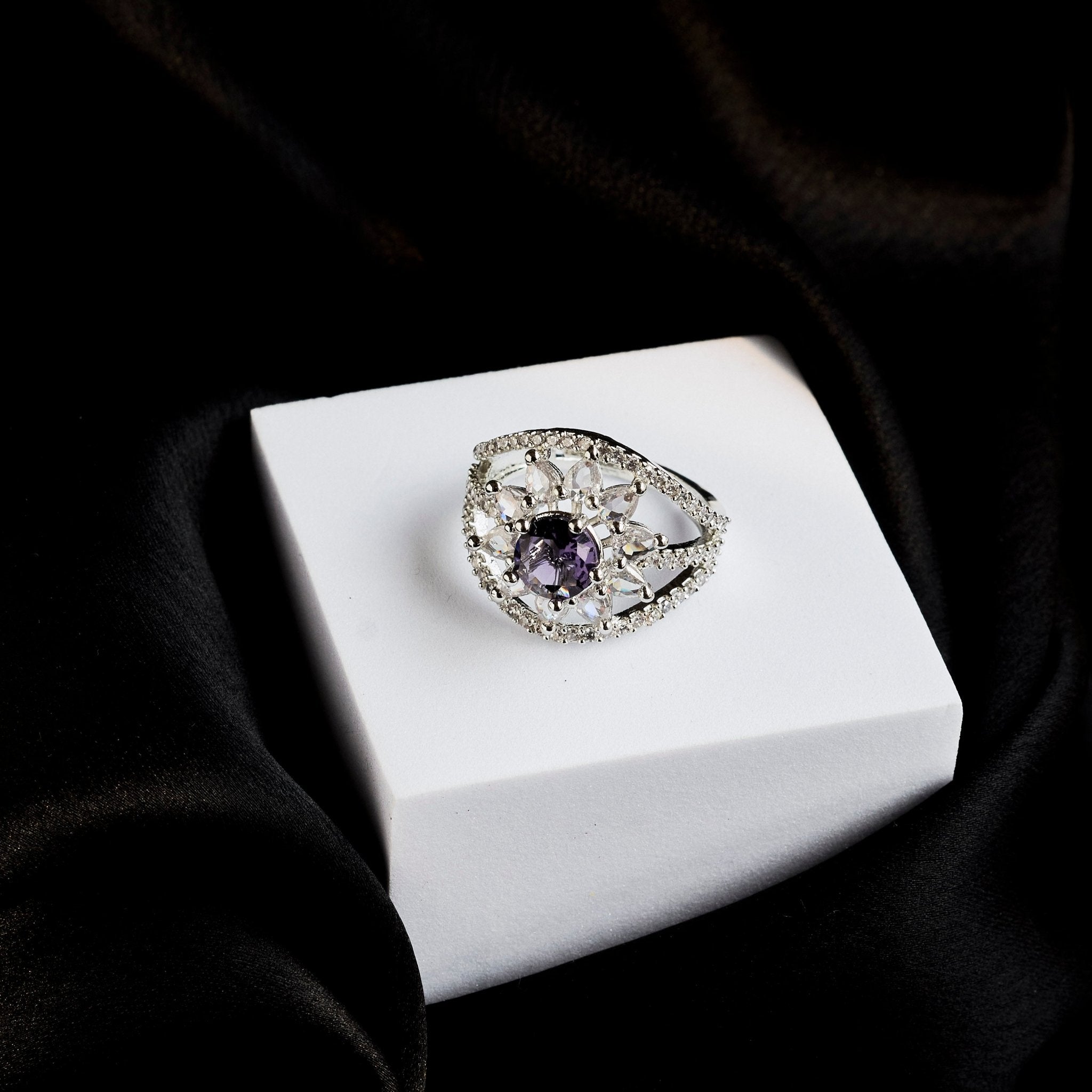 Rings - Royal Empress Rhodium Ring - Opal Touch