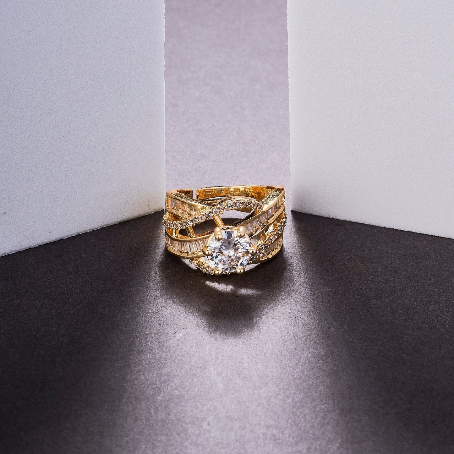 Rings - Royal Emrald Gold Plated Ring - Opal Touch