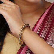Bangles - Royal Grid Mehendi Plated Bangles - Opal Touch