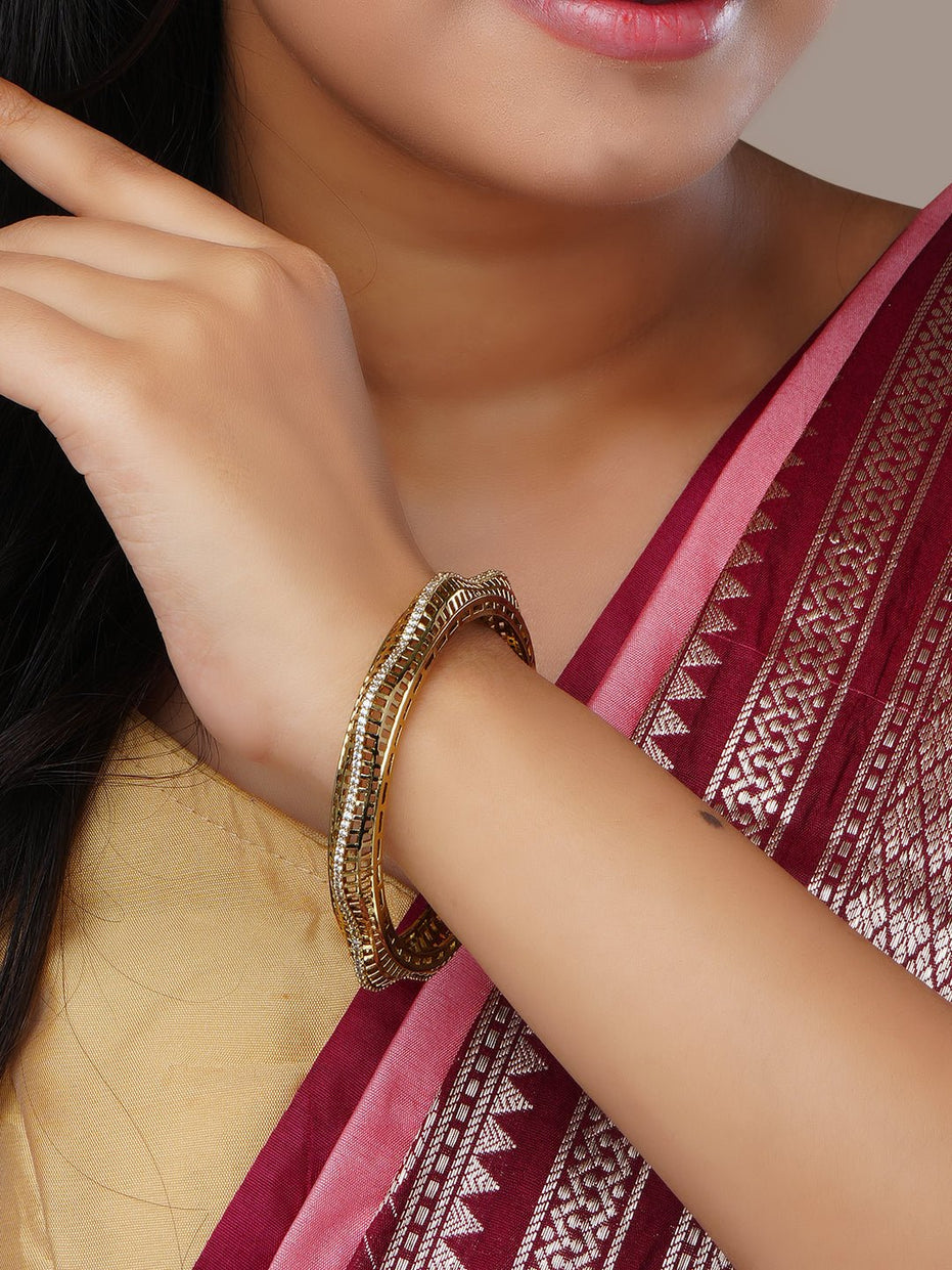 Bangles - Royal Grid Mehendi Plated Bangles - Opal Touch