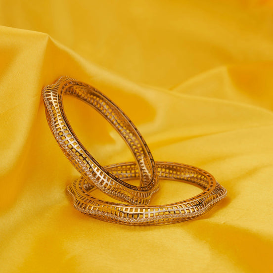 Bangles - Royal Grid Mehendi Plated Bangles - Opal Touch