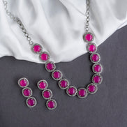 Necklace - Royal Oval Necklace in Rhodium - Opal Touch