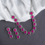 Necklace - Royal Oval Necklace in Rhodium - Opal Touch