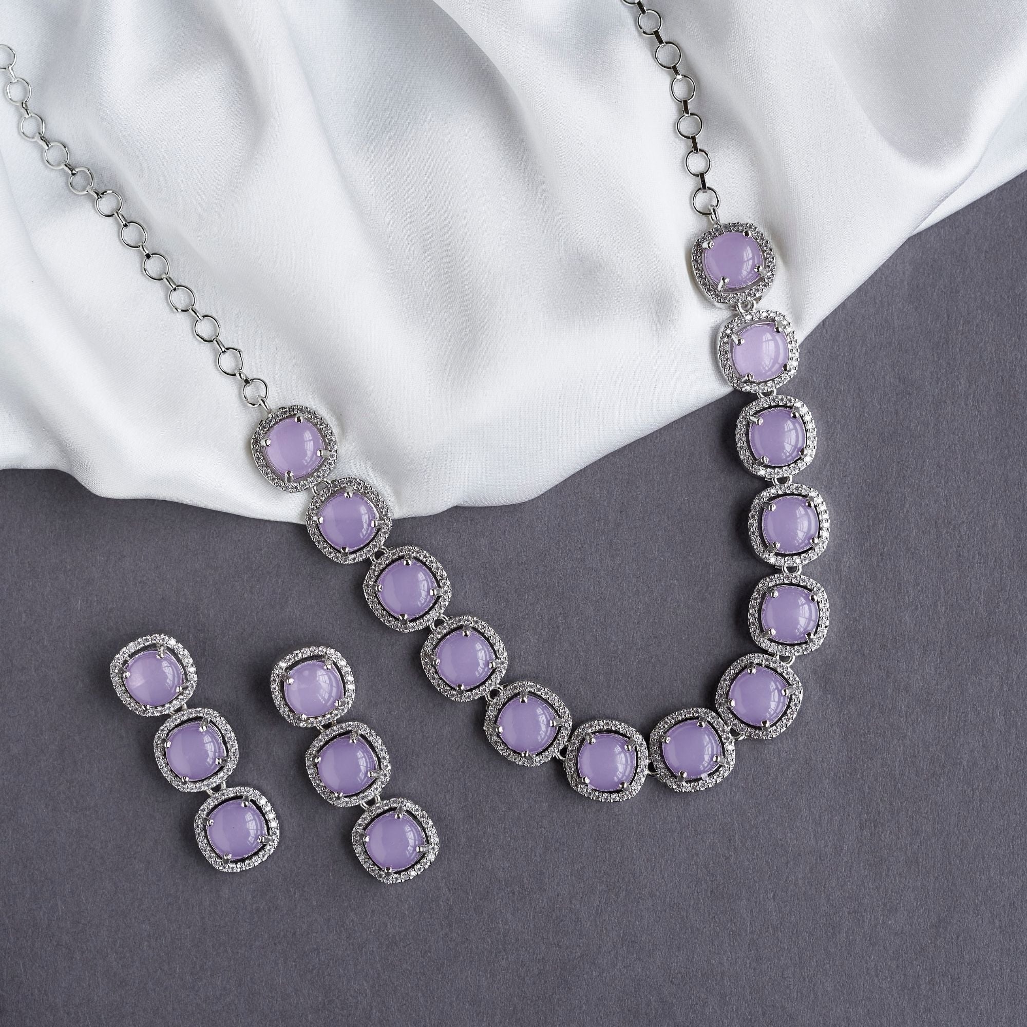 Necklace - Royal Oval Necklace in Rhodium - Opal Touch