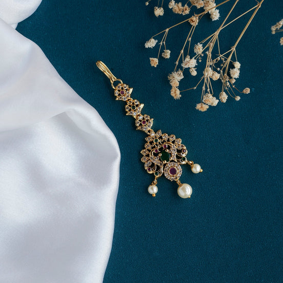 Tika - Royal Pearl Drop Maang Tika - Opal Touch