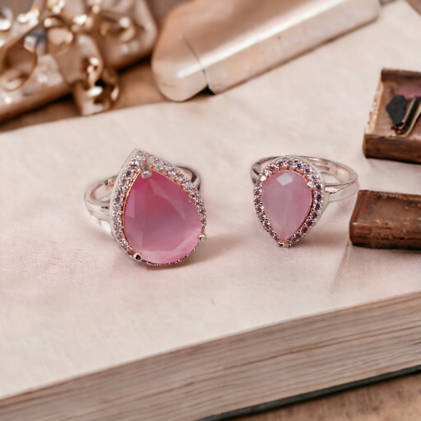 Opal Touch - Royal Plum Crystal Ring in Rose Gold - Ring