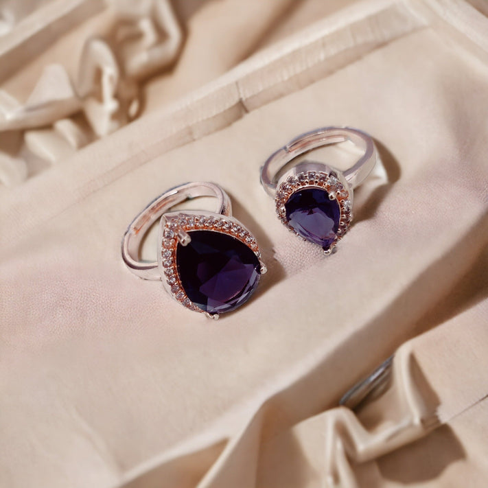 Opal Touch - Royal Plum Crystal Ring in Rose Gold - Ring