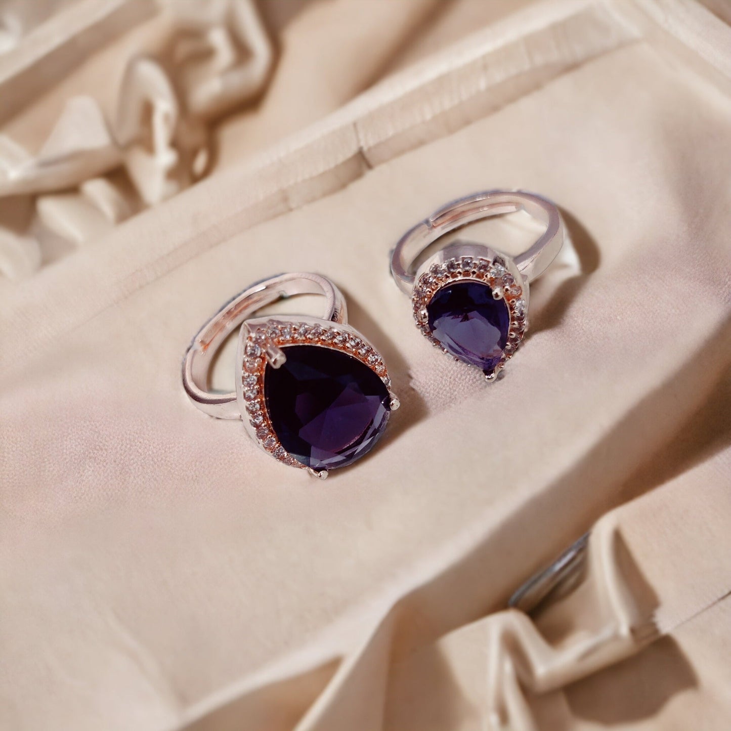 Opal Touch - Royal Plum Crystal Ring in Rose Gold - Ring