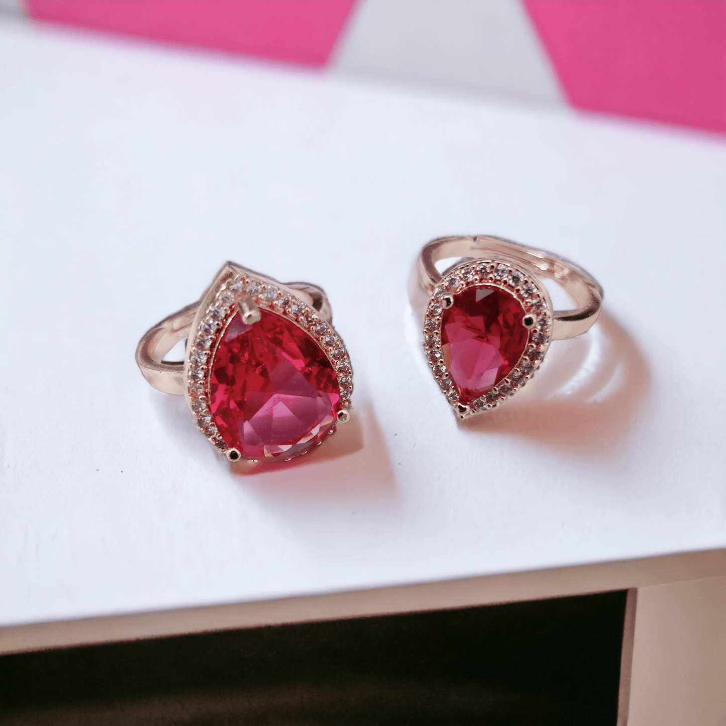 Opal Touch - Royal Plum Crystal Ring in Rose Gold - Ring