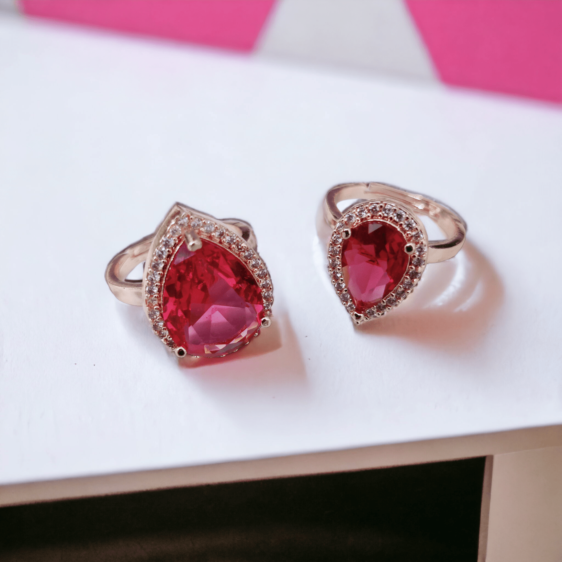 Opal Touch - Royal Plum Crystal Ring in Rose Gold - Ring