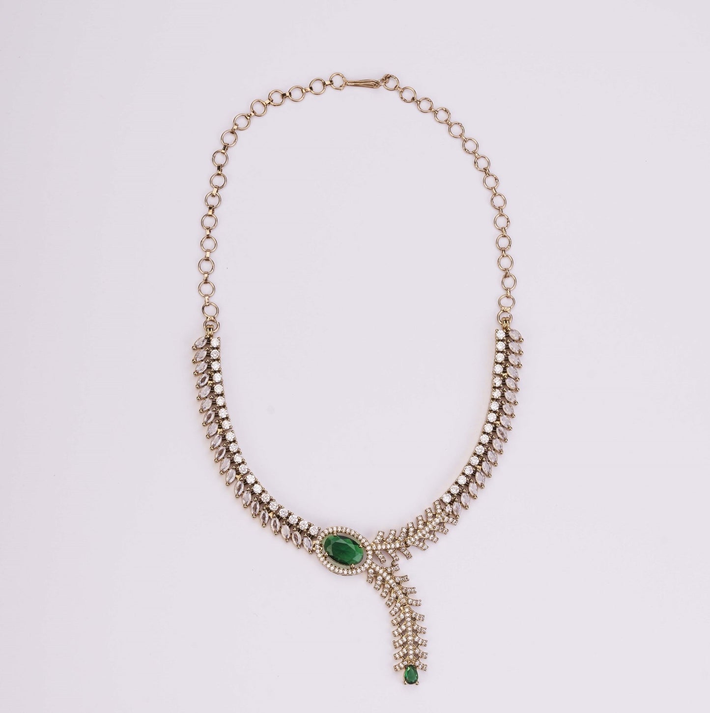 Necklace - Royal Radiance CZ Gold Plated Necklace Set - Opal Touch