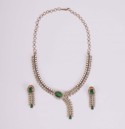 Necklace - Royal Radiance CZ Gold Plated Necklace Set - Opal Touch