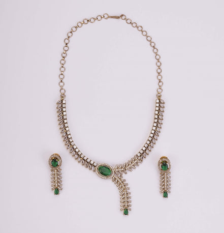 Necklace - Royal Radiance CZ Gold Plated Necklace Set - Opal Touch