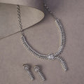 Necklace - Royal Radiance CZ Rhodium Plated Necklace Set - Opal Touch