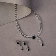 Necklace - Royal Radiance CZ Rhodium Plated Necklace Set - Opal Touch