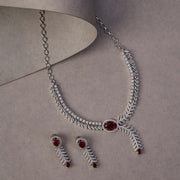 Necklace - Royal Radiance CZ Rhodium Plated Necklace Set - Opal Touch