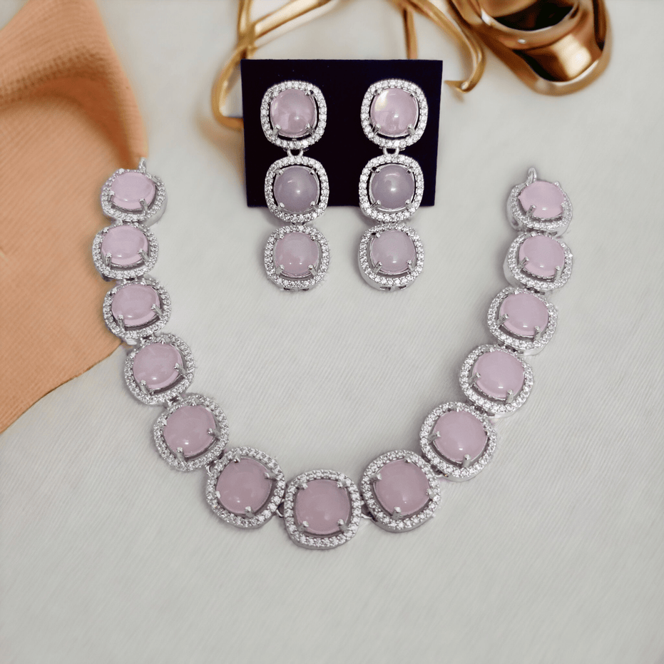 Opal Touch - Royal Velvet Purple Necklace in Rhodium - Necklace