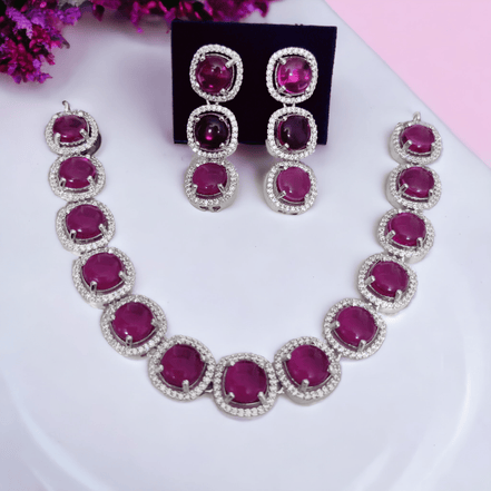 Opal Touch - Royal Velvet Purple Necklace in Rhodium - Necklace