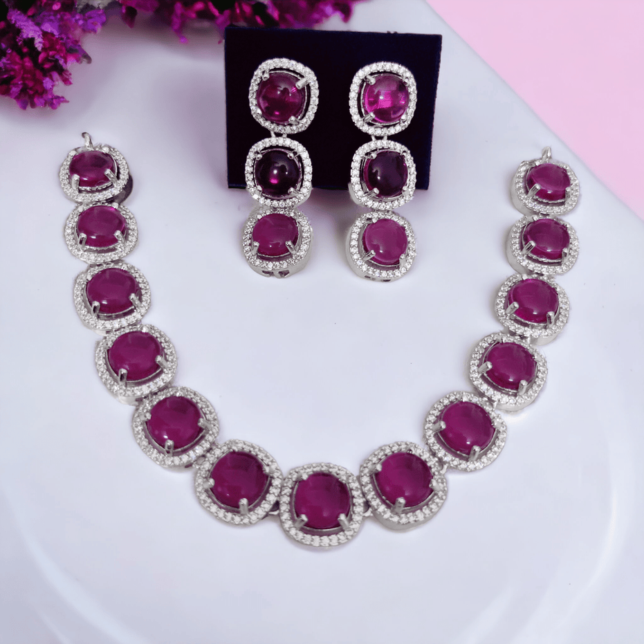 Opal Touch - Royal Velvet Purple Necklace in Rhodium - Necklace