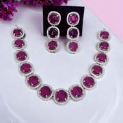Opal Touch - Royal Velvet Purple Necklace in Rhodium - Necklace