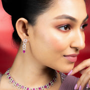 Necklace - Royale Bloom Rhodium Plated Necklace Set - Opal Touch