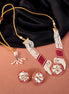 Necklace - Ruby and Polki Choker Necklace Set with Earrings - Opal Touch