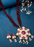 Necklace - Ruby & Pearl Floret Jewelry Set - Opal Touch