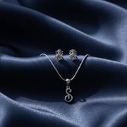 S' Initial Necklace and Cubic Zirconia Stud Earrings Set (Pack of 2) - Opal Touch