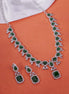 Necklace - Sapphire Dazzling Rhodium Plated Necklace Set - Opal Touch