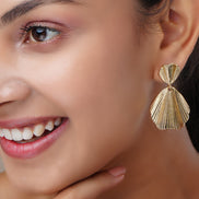 Earrings - Scallop Gold Plated Earrings - Opal Touch