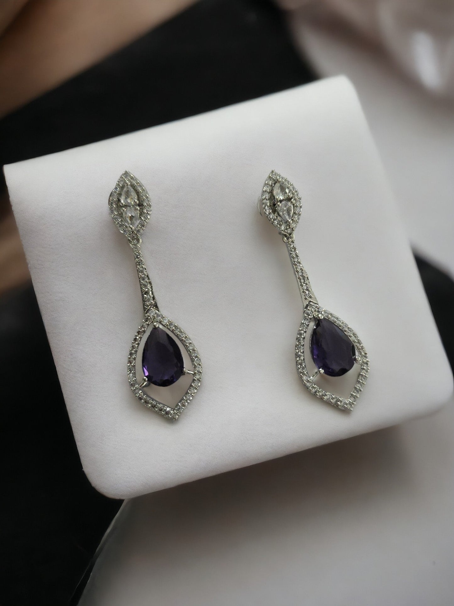 Opal Touch - Scarlet Sparkle Rhodium Plated Crystal Red Earrings - Earrings