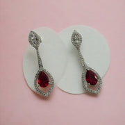 Opal Touch - Scarlet Sparkle Rhodium Plated Crystal Red Earrings - Earrings