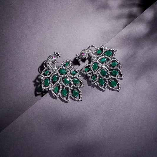 Earrings - Serene Jade Peackock Earrings - Opal Touch