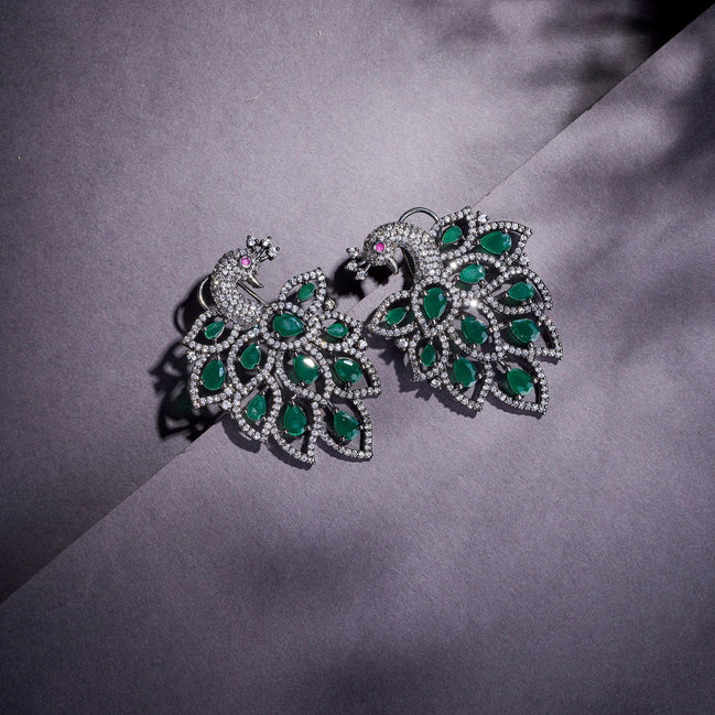 Earrings - Serene Jade Peackock Earrings - Opal Touch