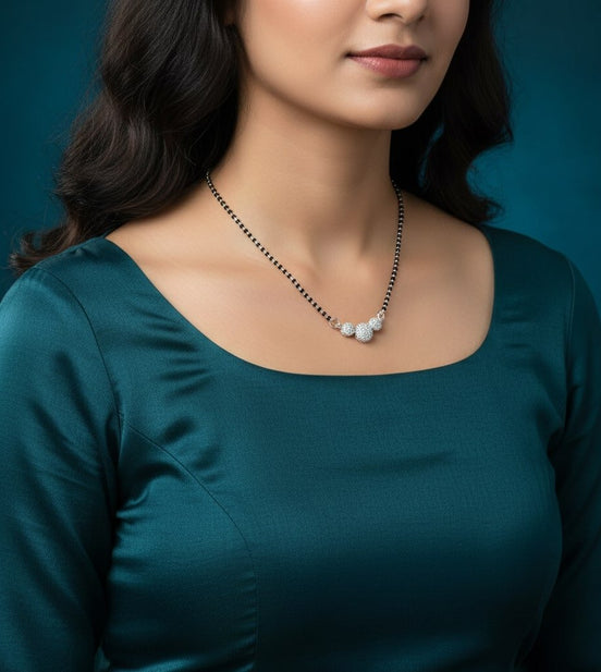 Serene Promise Rhodium Mangalsutra - Opal Touch