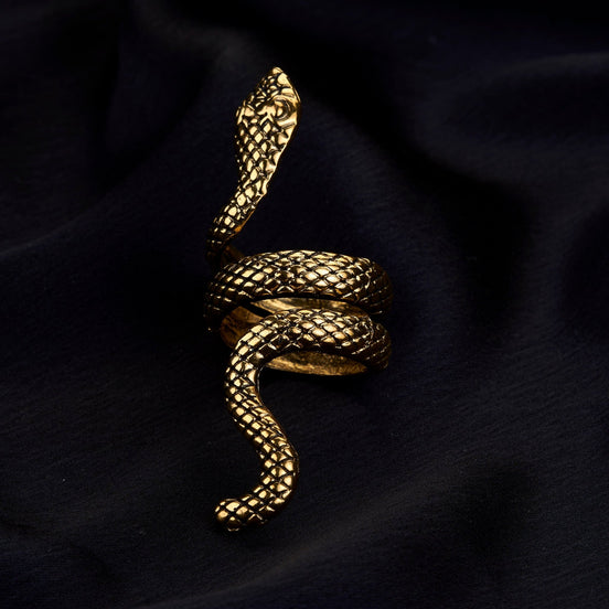 Rings - Serpent Gold Plated Twisted Ring - Opal Touch
