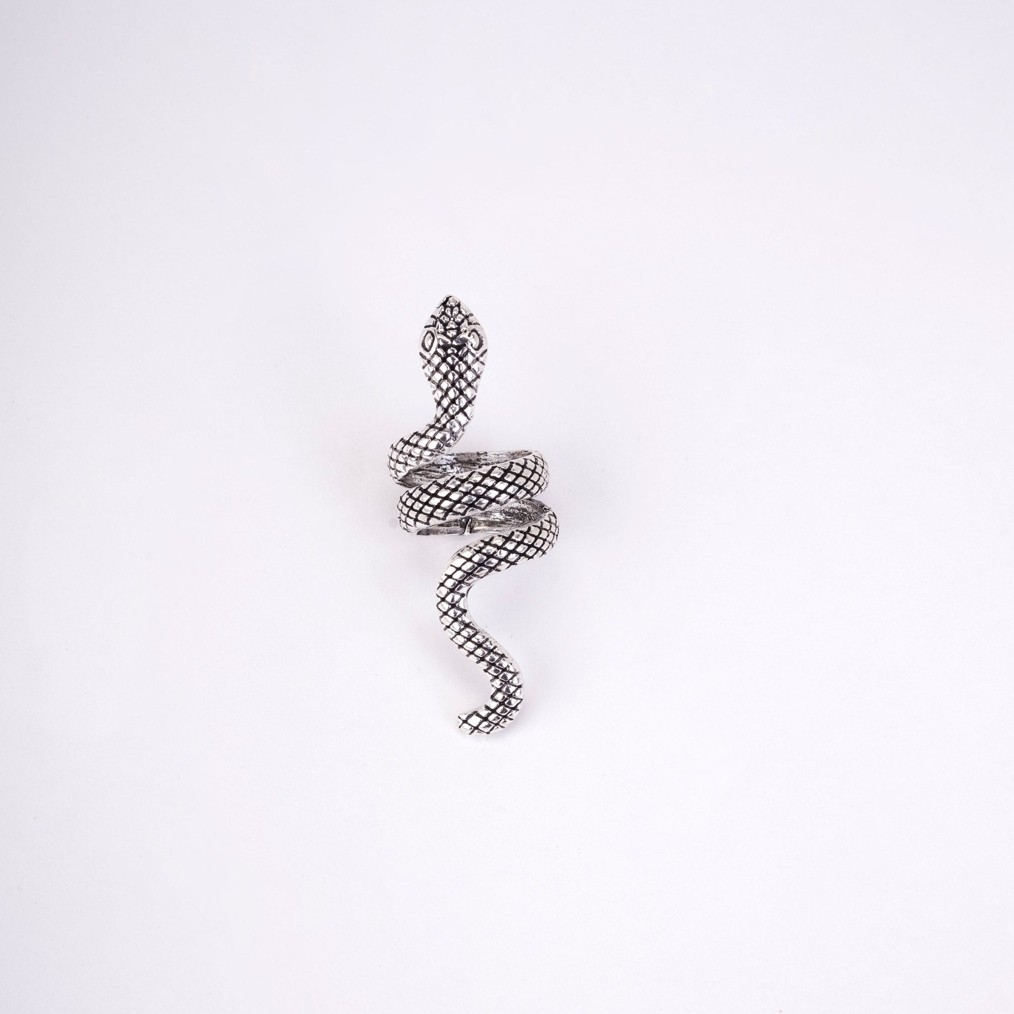 Rings - Serpent Rhodium Twisted Ring - Opal Touch