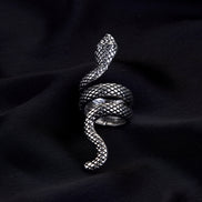 Rings - Serpent Rhodium Twisted Ring - Opal Touch