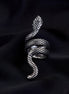 Rings - Serpent Rhodium Twisted Ring - Opal Touch
